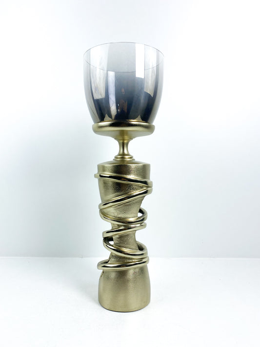 Bougeoir en aluminium argenté et cristal de haute qualité