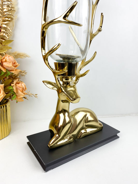 Décor- Bougeoir en forme de tête de cerf Doré