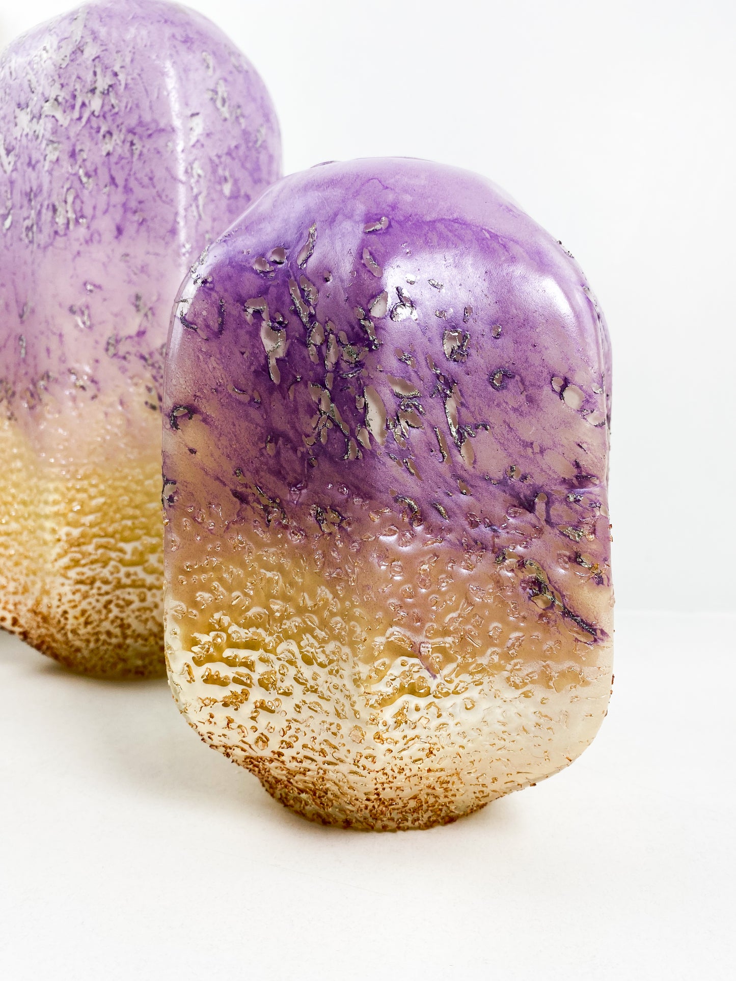 Duo vase décoration de luxe glaçure caramel violet