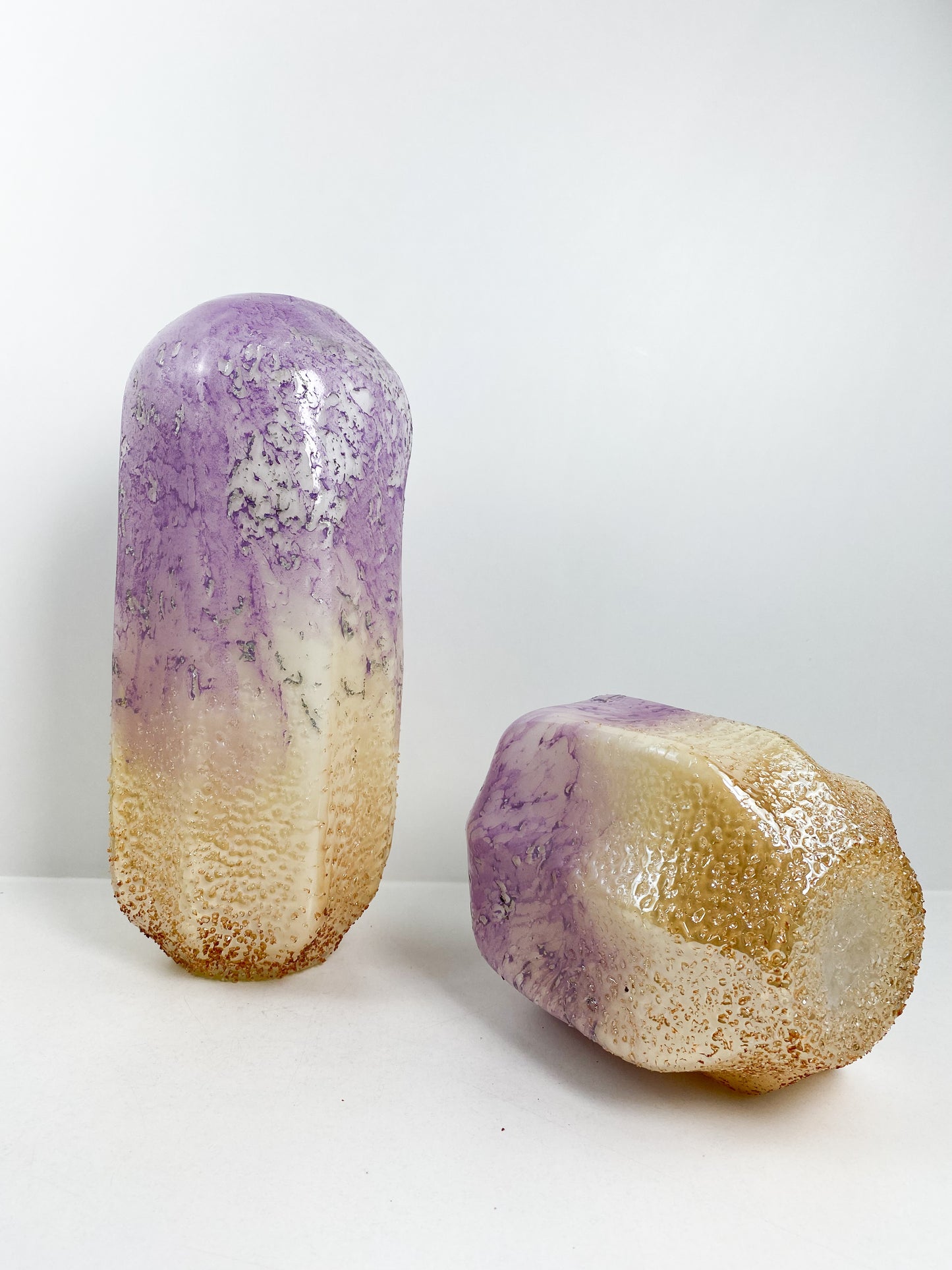 Duo vase décoration de luxe glaçure caramel violet