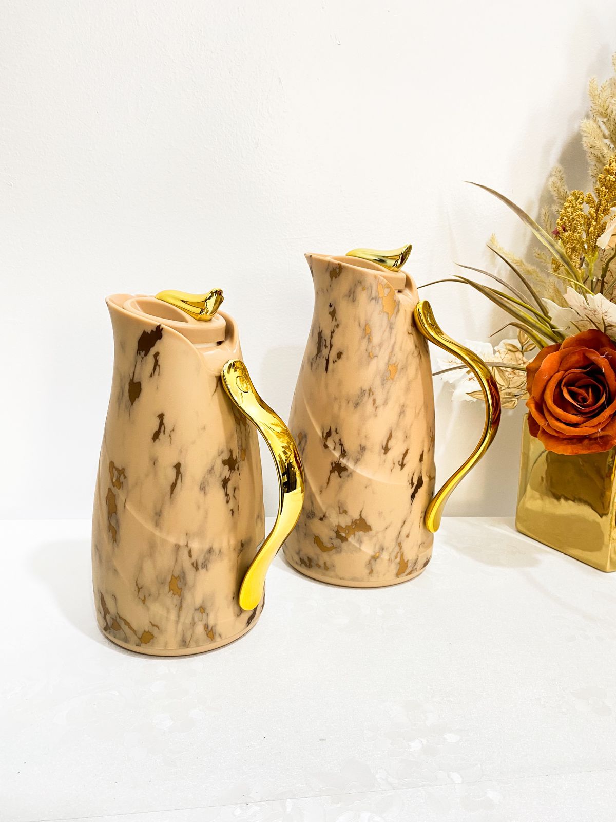 Thermos de lux avec intérieur en verre rose et extérieur en polypropylène