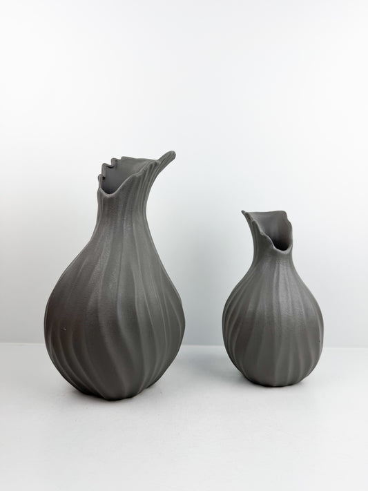 Duo Vase en céramique blanche au design  intemporel Gris