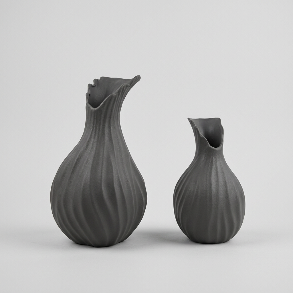 Duo Vase en céramique au design  intemporel Gris