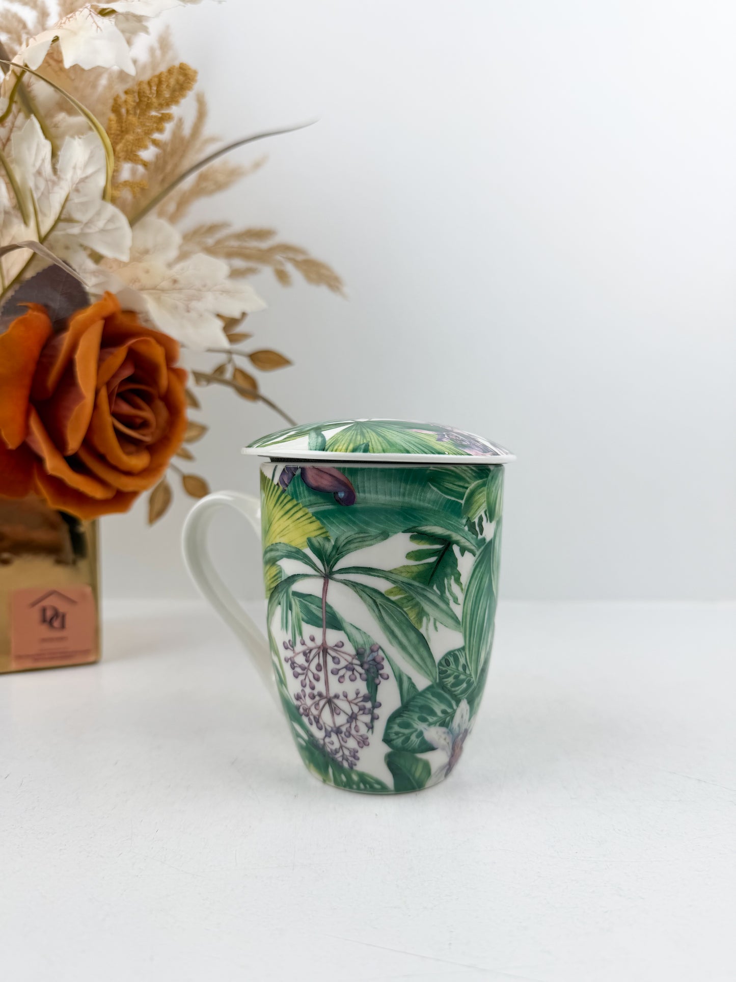 Mug café en céramique élégant orné d'un motif jungle sophistiqué