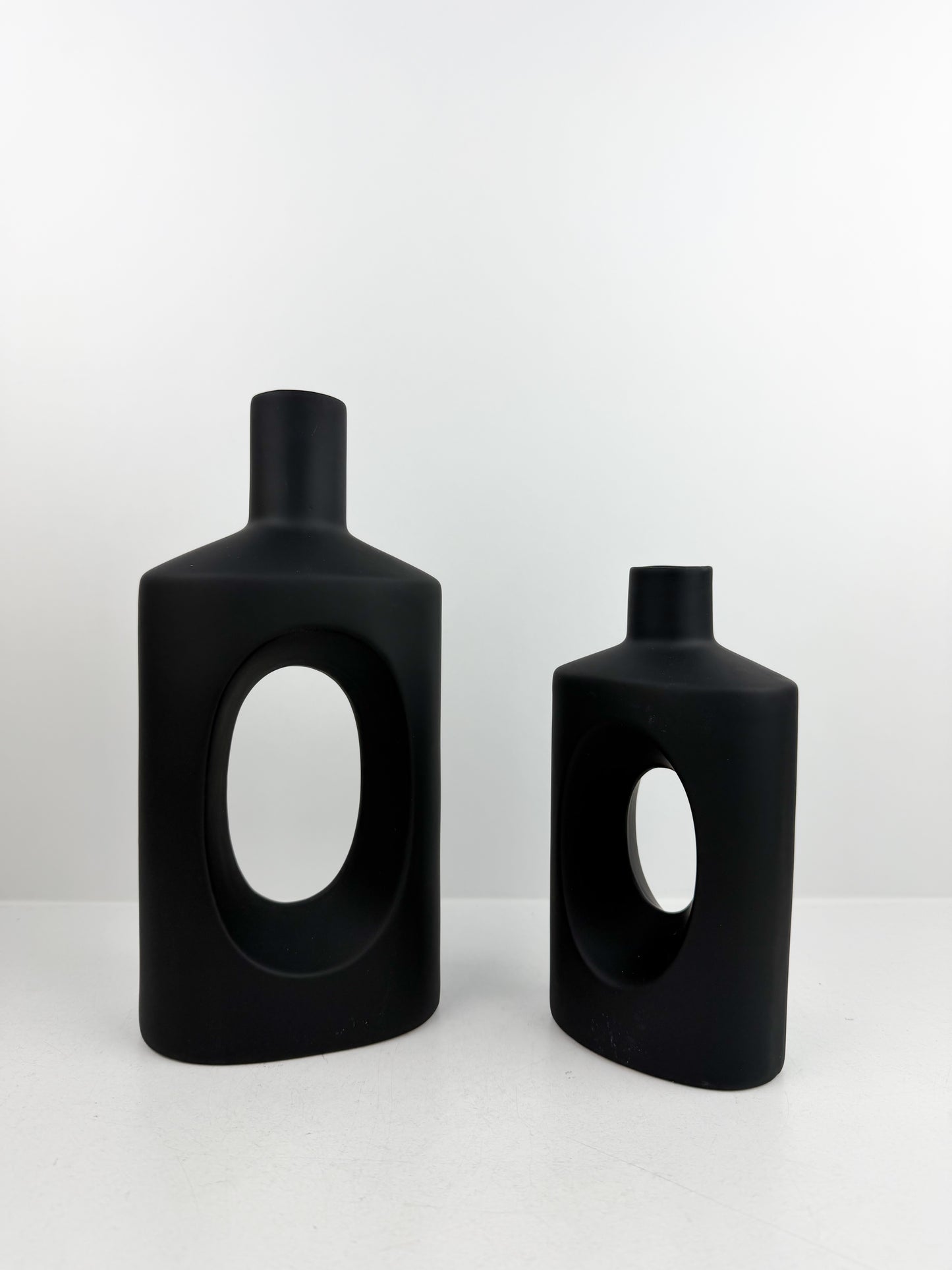 Duo vase décoratif en céramique noir