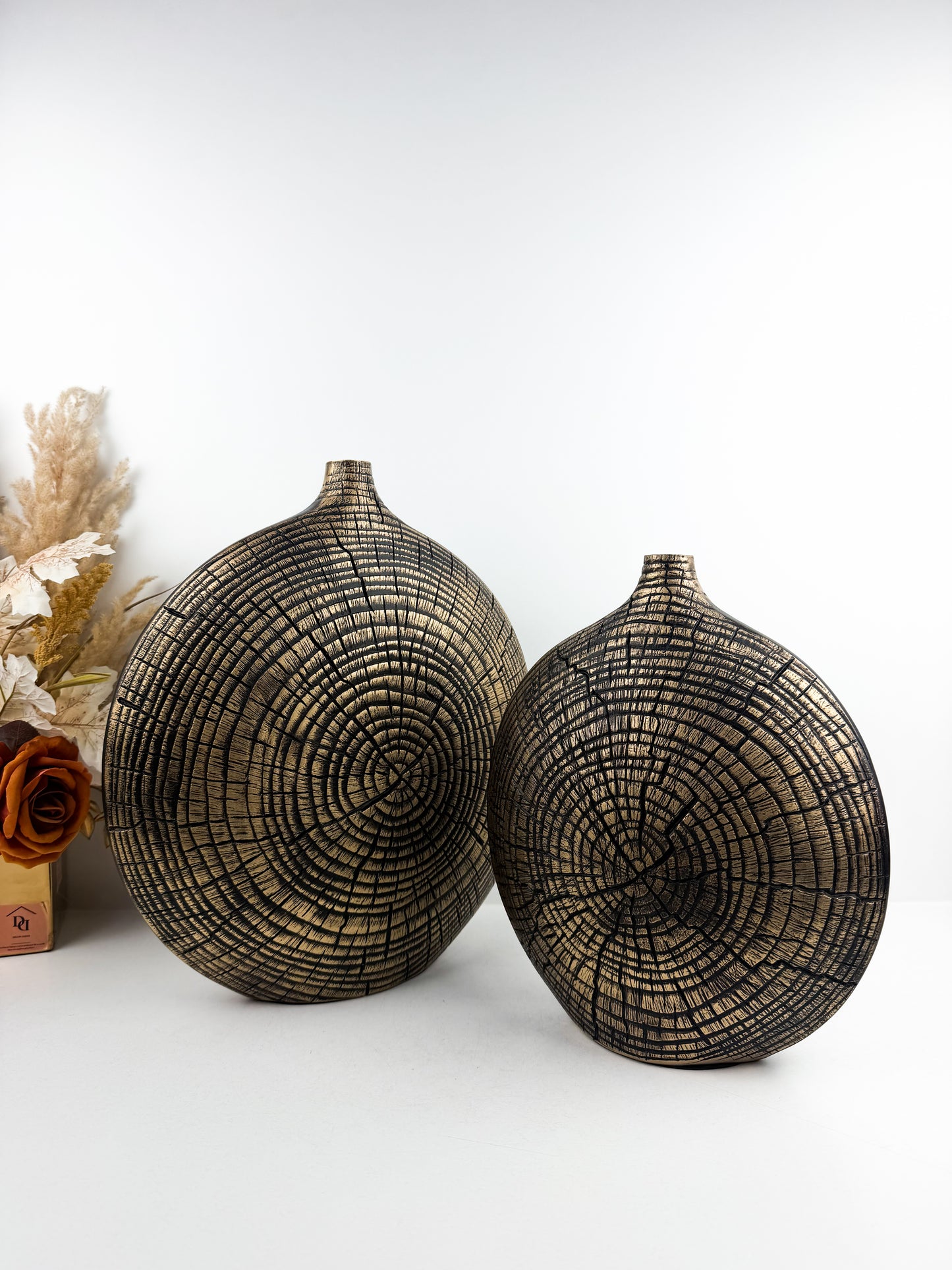 Duo de vases en résine aux formes arrondis