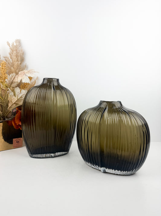Duo vase fleur nervuré élégance intemporelle