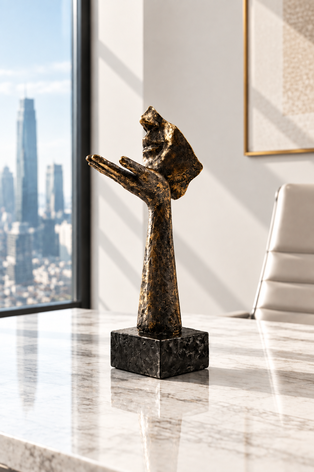 Statuette décorative Sculpturale d'inspiration artistique contemporaine.