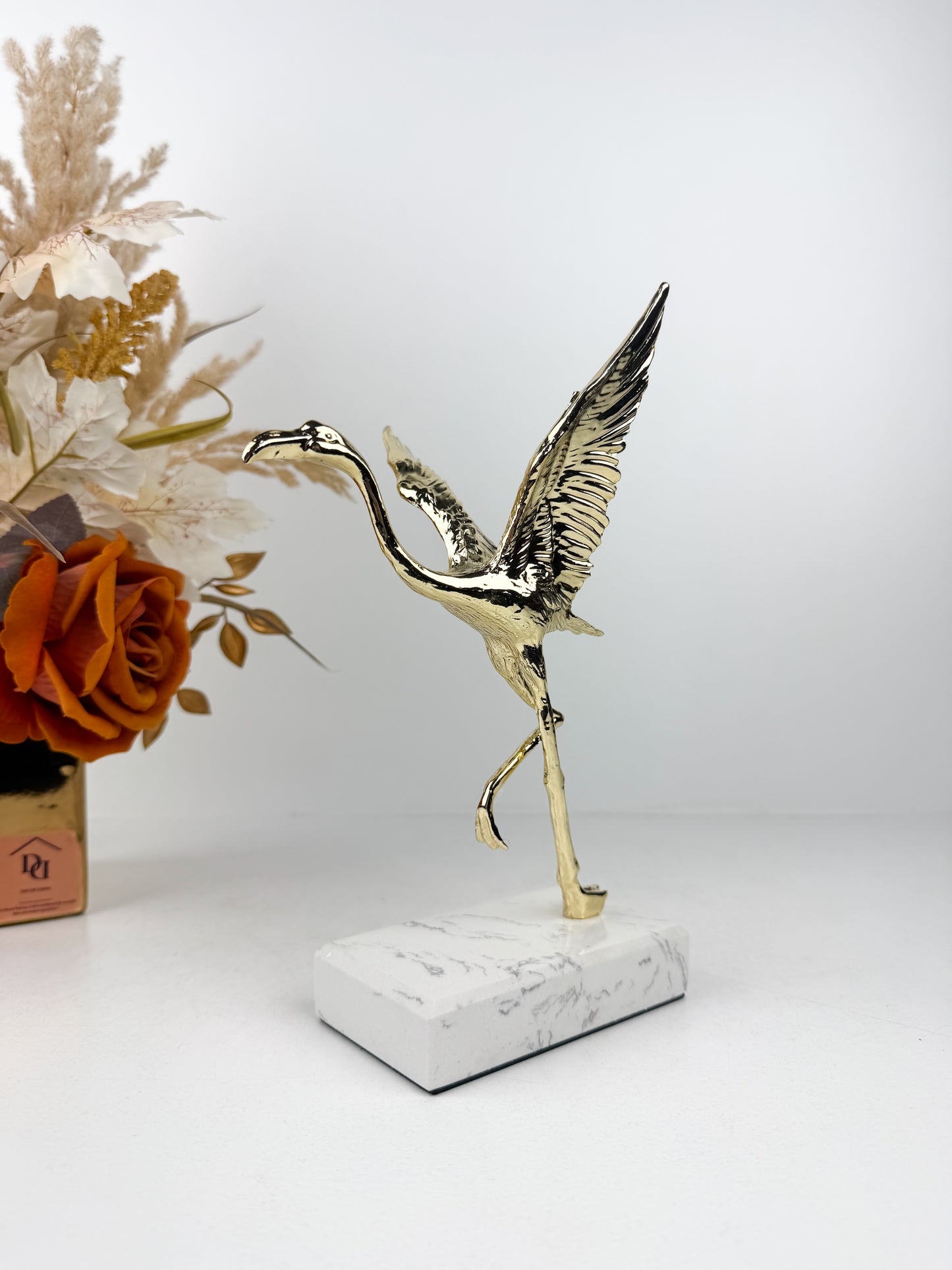 Statue d'Oiseau de Grue Dorée de Luxe