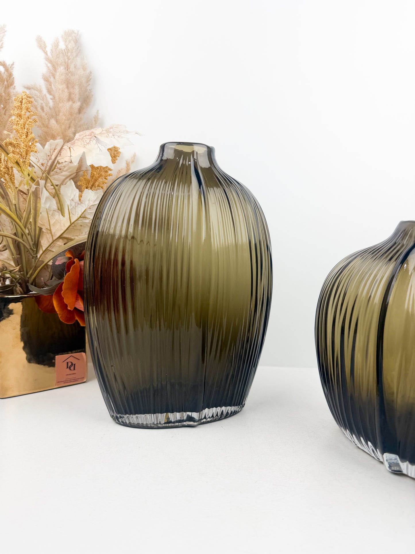 Duo vase fleur nervuré élégance intemporelle
