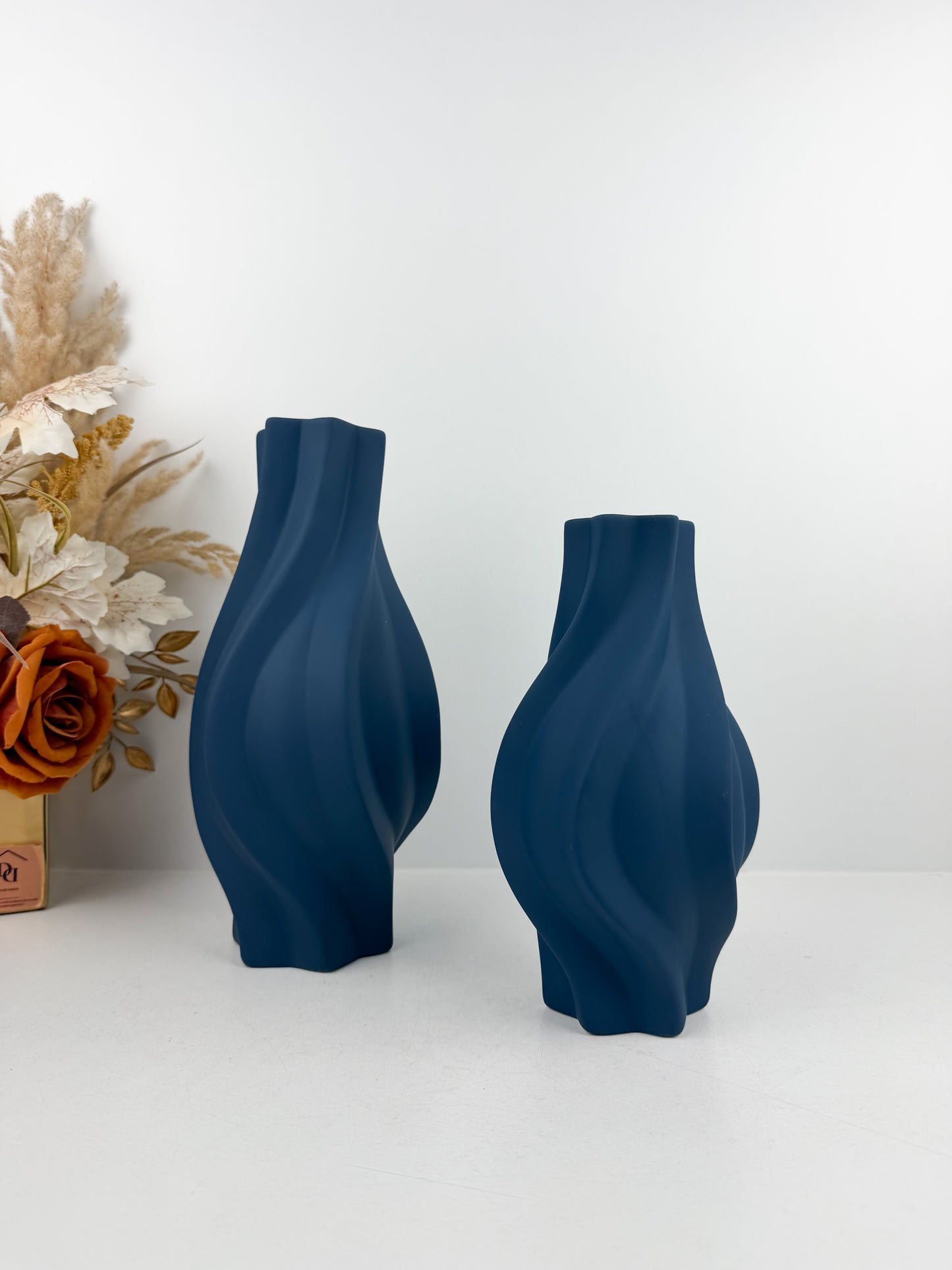 Duo Vase en céramique bleu pétrole au design nordique