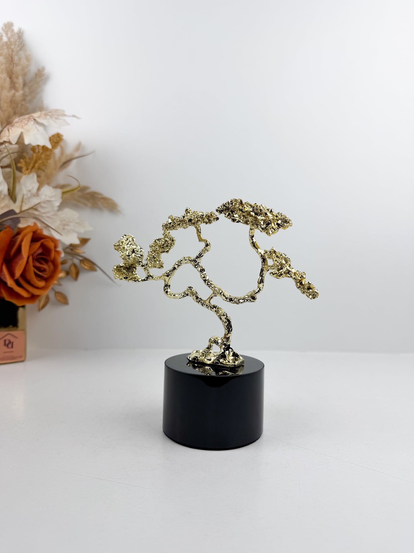 Arbre décorative luxueuse en métal doré