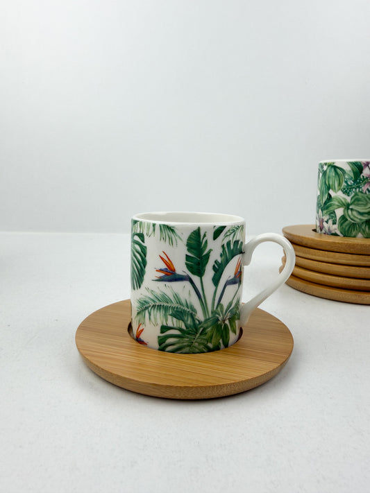 Ensemble de six tasses à Espresso avec sous-tasses aux motifs  jungle