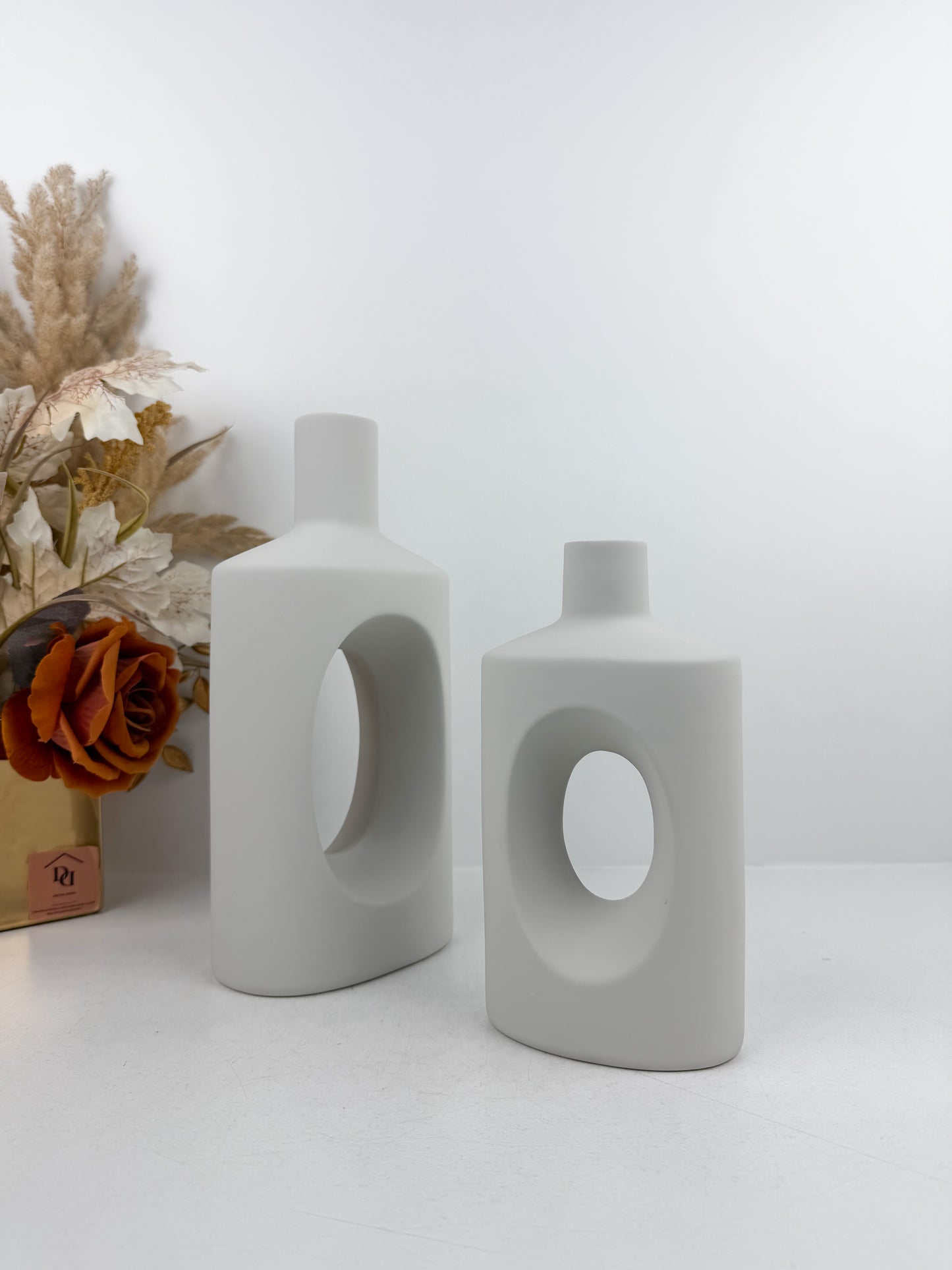 Duo vase en céramique blanc