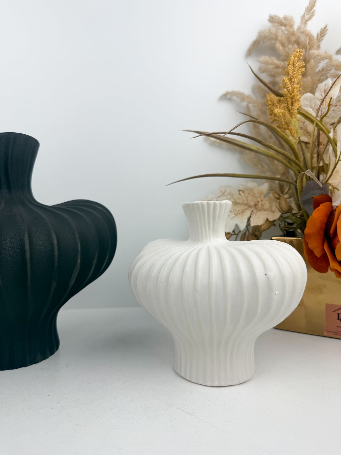 Duo vases décoratifs en céramiques de haute qualité Noir/Blanc
