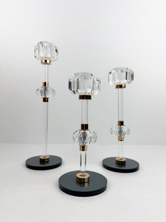 Ensemble de trois bougeoirs décoratifs luxe en cristal