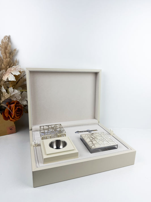 Coffret Royal Ensemble d'Encensoir en velours beige