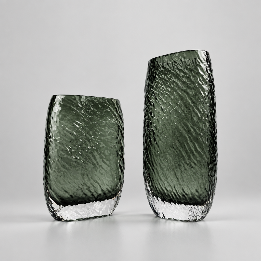 Duo de vases décoratifs en gris élégants.