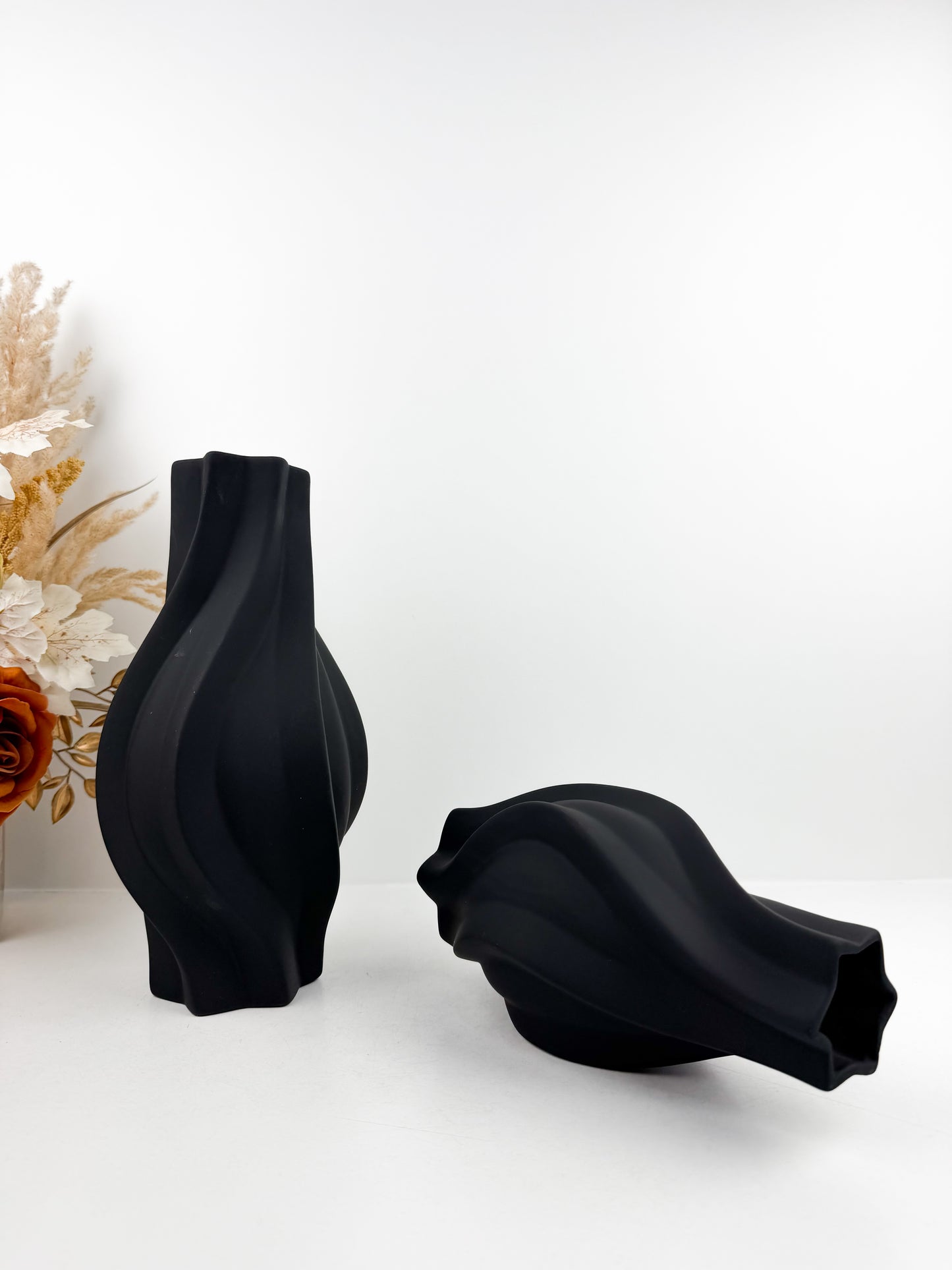 Duo Vase en céramique noir au design luxe et chic