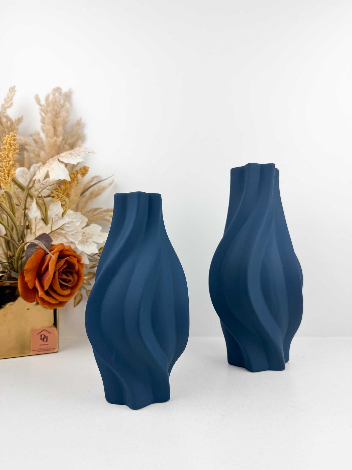Duo Vase en céramique bleu pétrole au design nordique