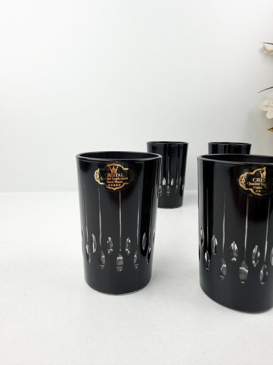 Ensemble de six tasses de thé noir prestige de luxe en cristal supérieur