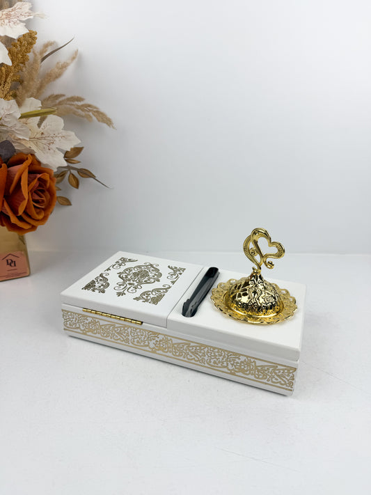 Coffret décoratif de brûleur d'encens traditionnel blanc