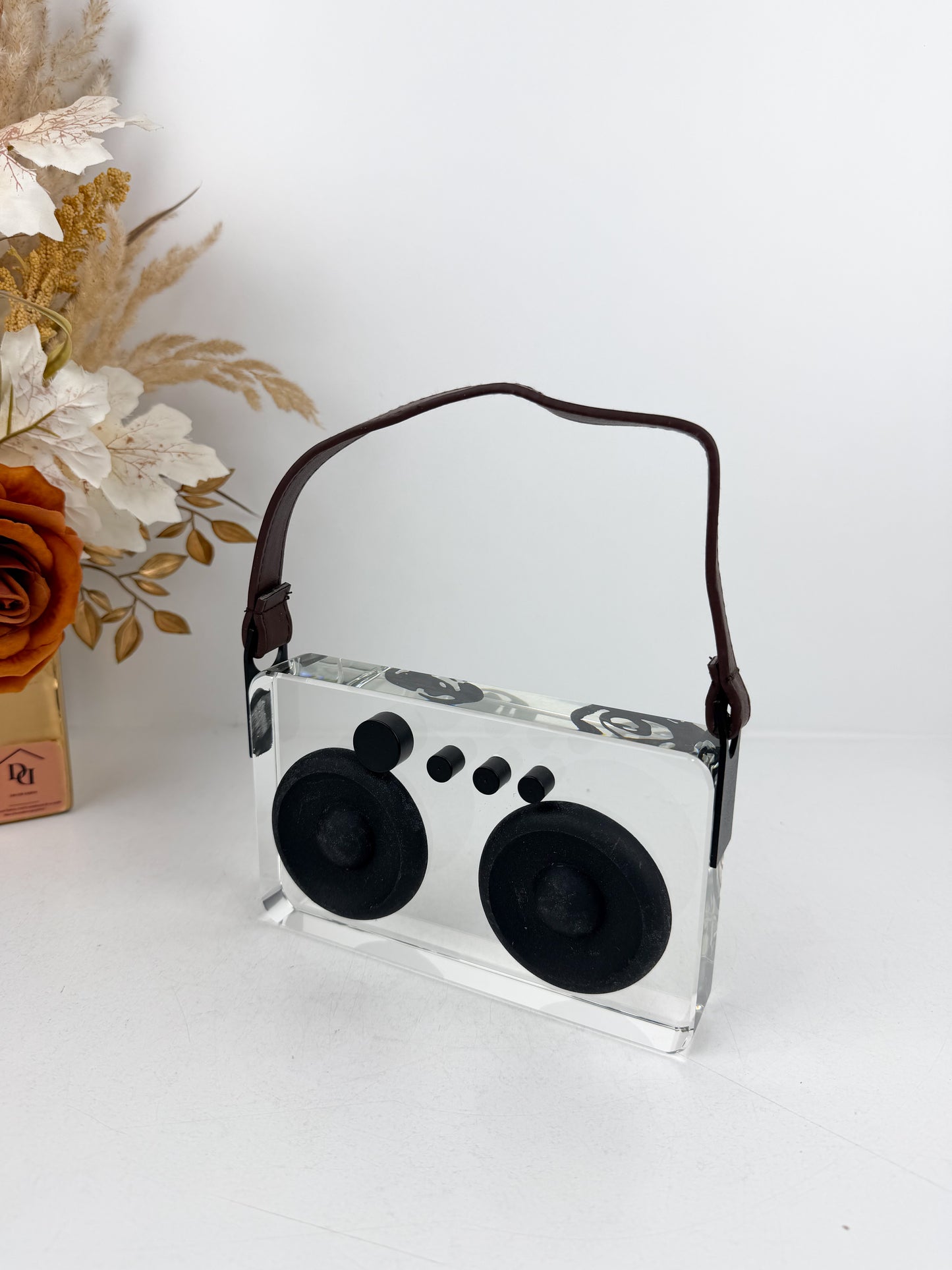 Grand sculpture décorative au design rétro inspirée des radios vintage