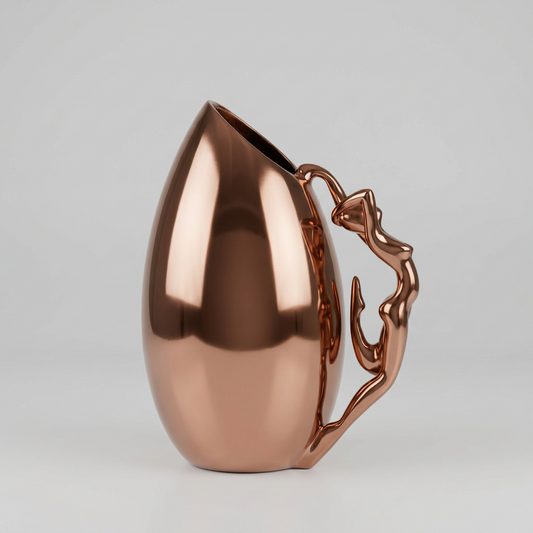 Vase élégant orné d'une silhouette féminine en cuivre