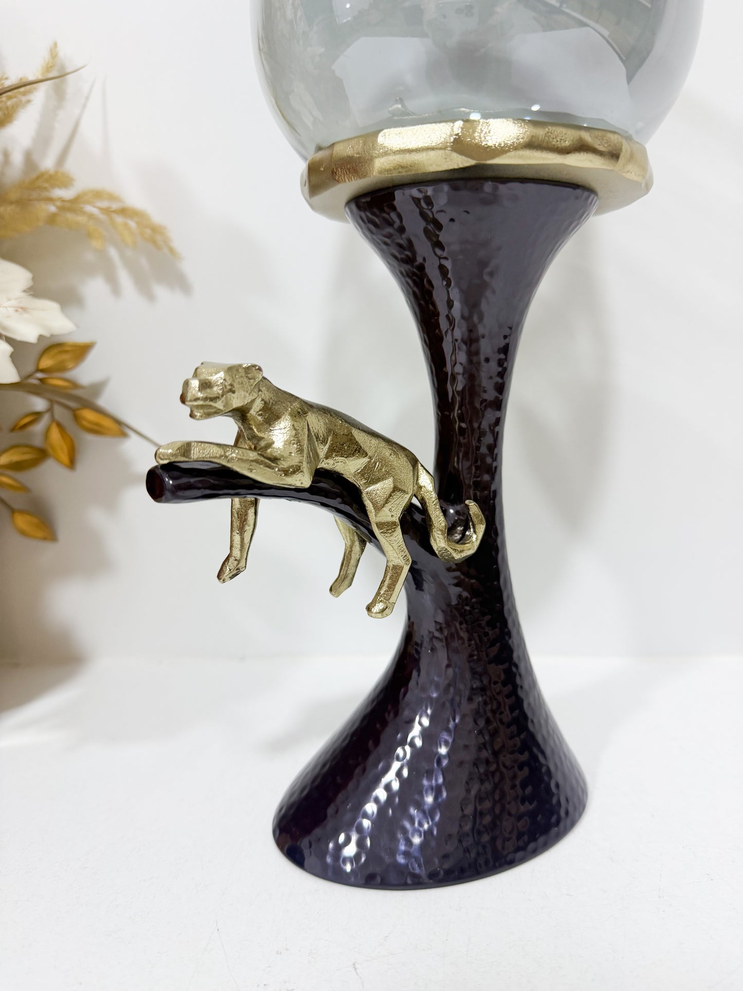 Bougeoir tigre doré en cuivre