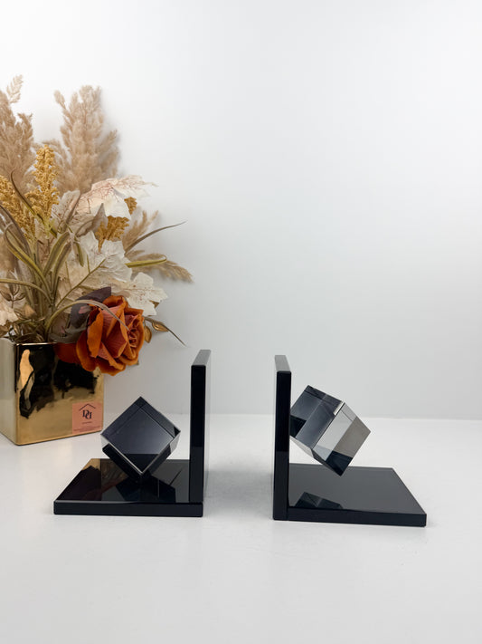 Serre-livres décoratif  en cristal gris