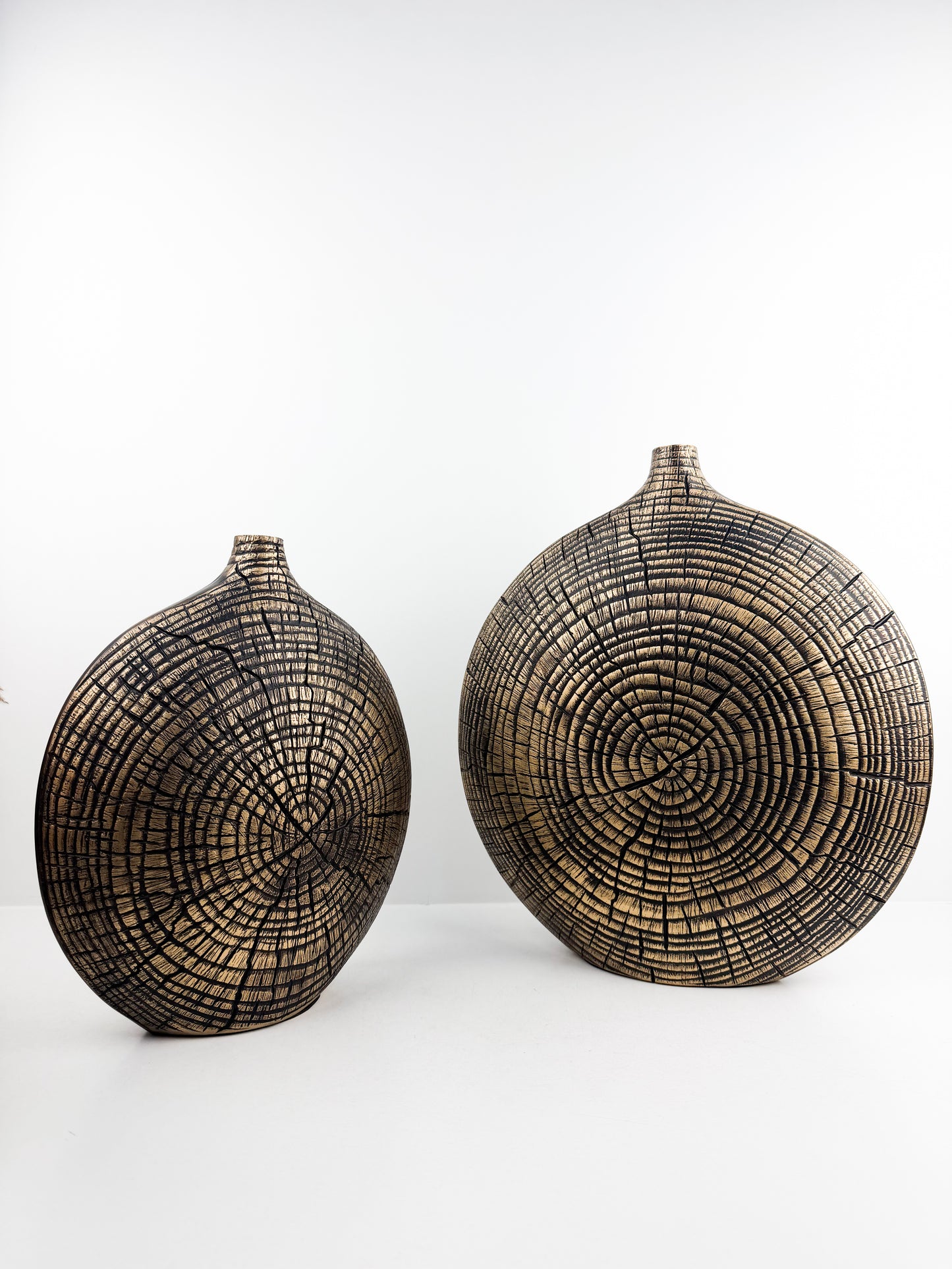 Duo de vases en résine aux formes arrondis