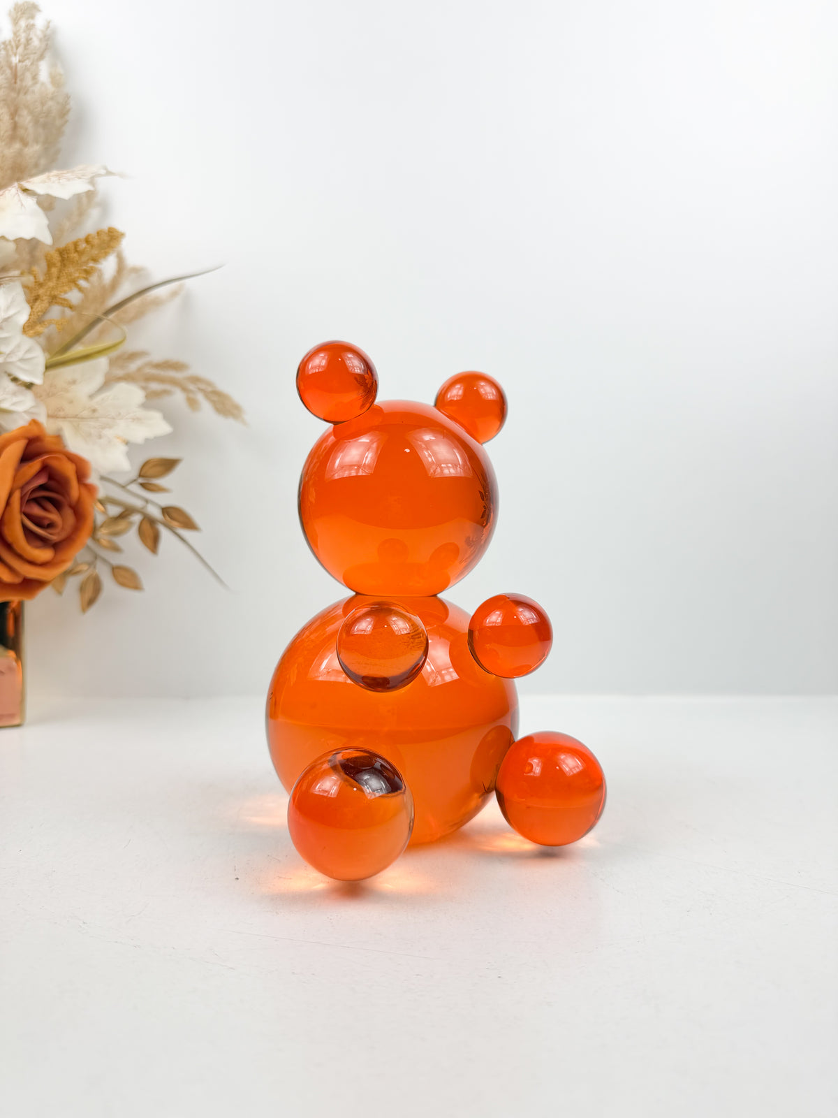 Ours sculptural émaillée orange.