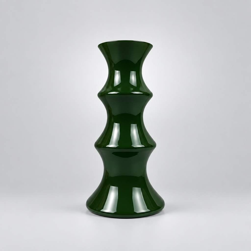 Vase sculptural en vert.