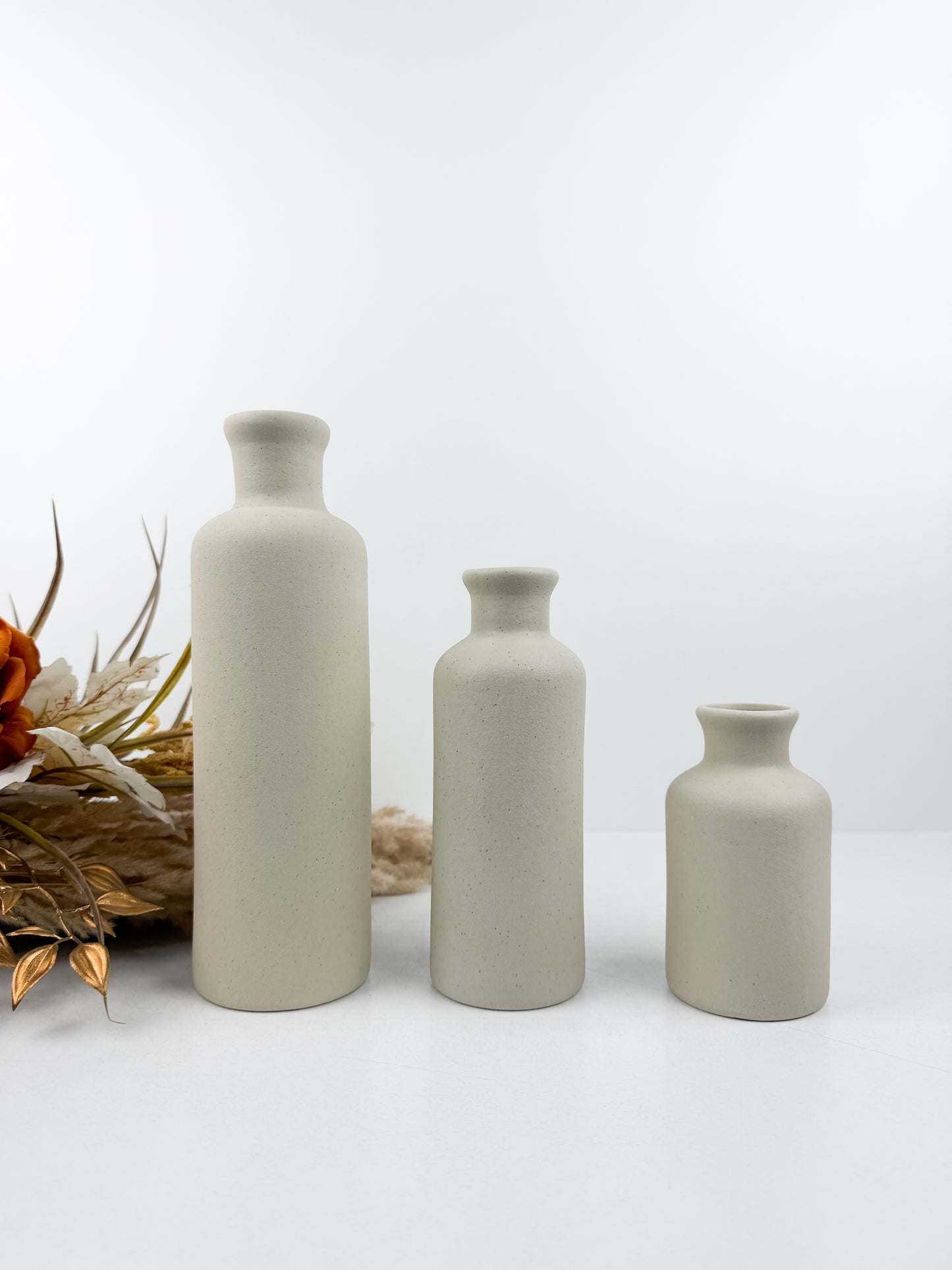 Trio de vases en céramique blanc minimaliste