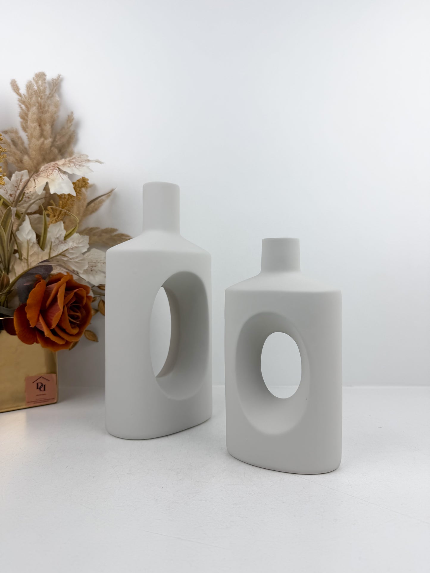 Duo vase en céramique blanc