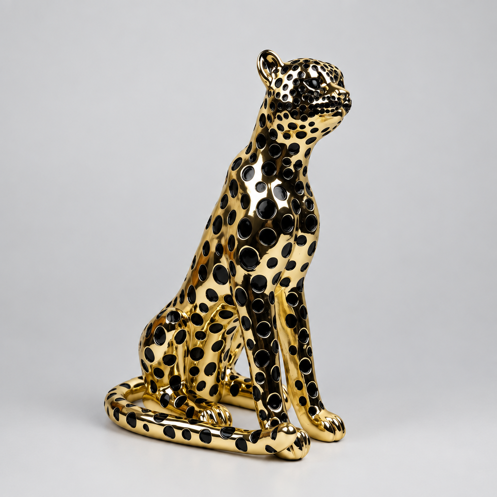 Magnifique figurine représentant un léopard assis