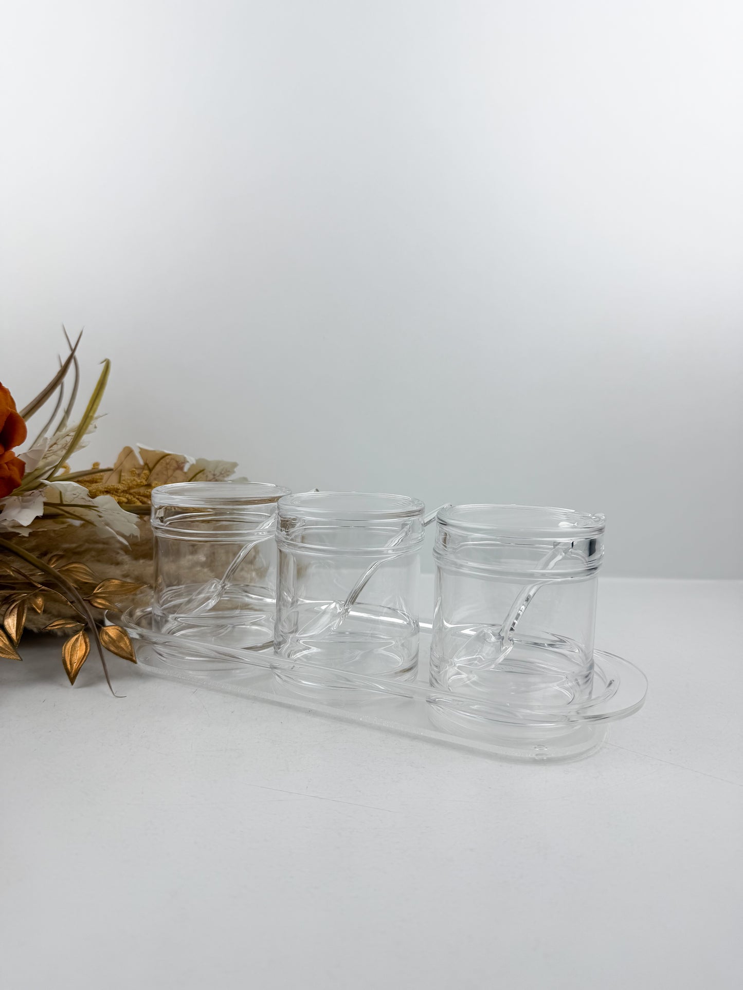 Ensemble de boîtes de confiture transparentes rondes en acrylique