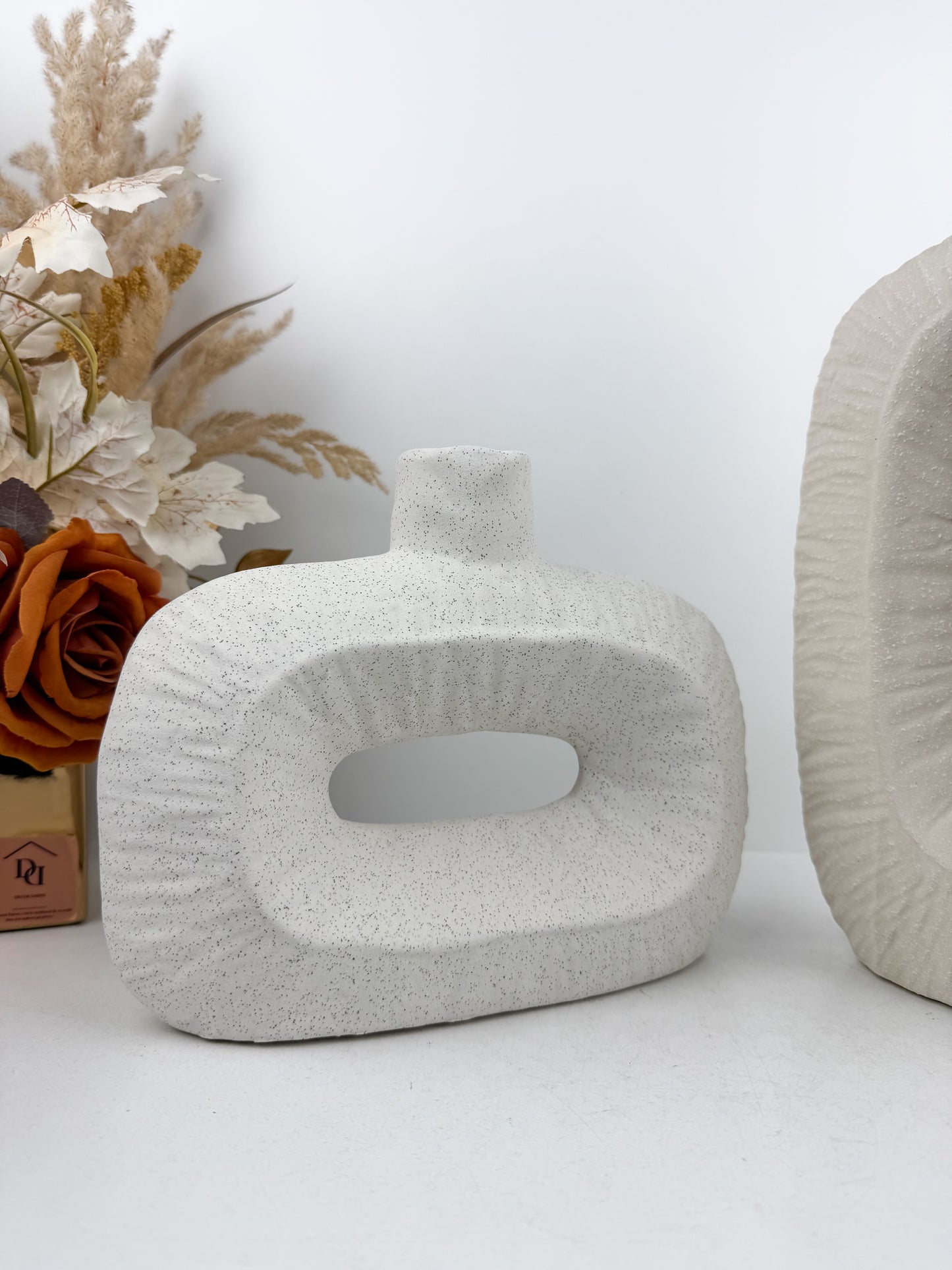 Duo vase décoratif  en pierre beige
