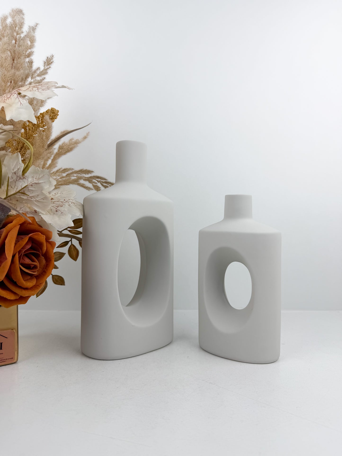 Duo vase en céramique blanc
