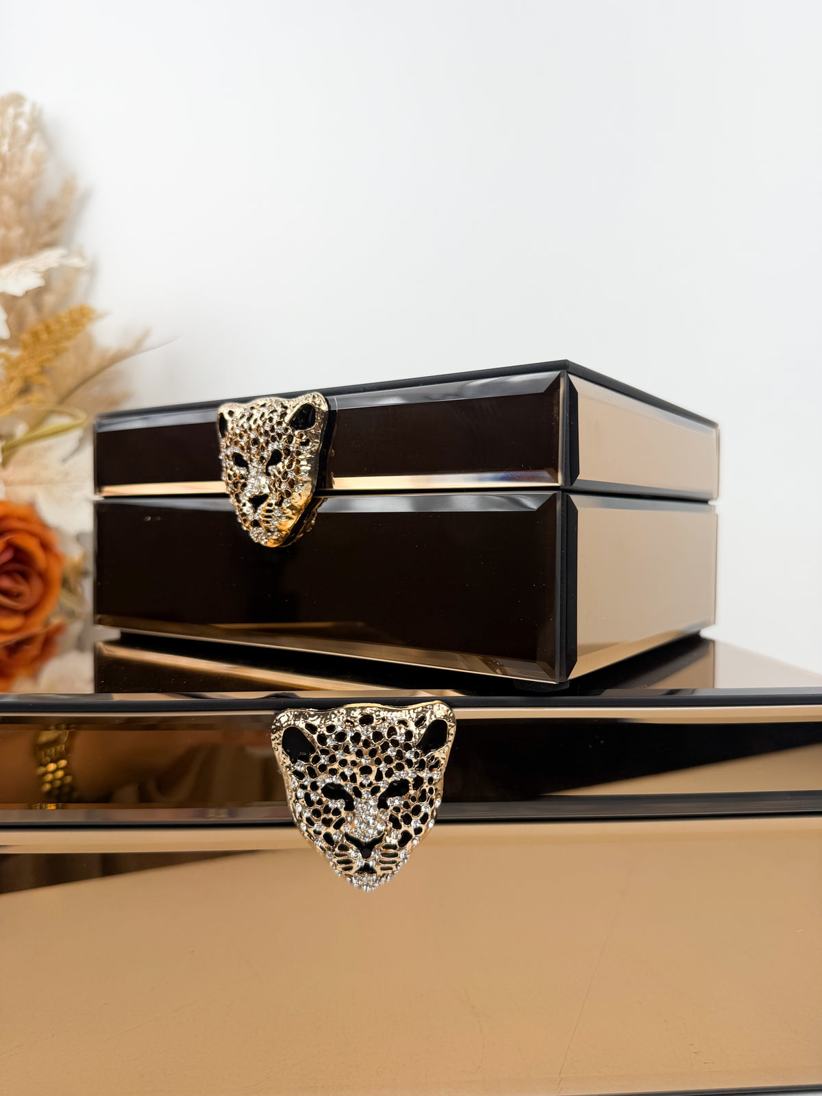 Duo de boîtes à bijoux rangement luxe bronze.
