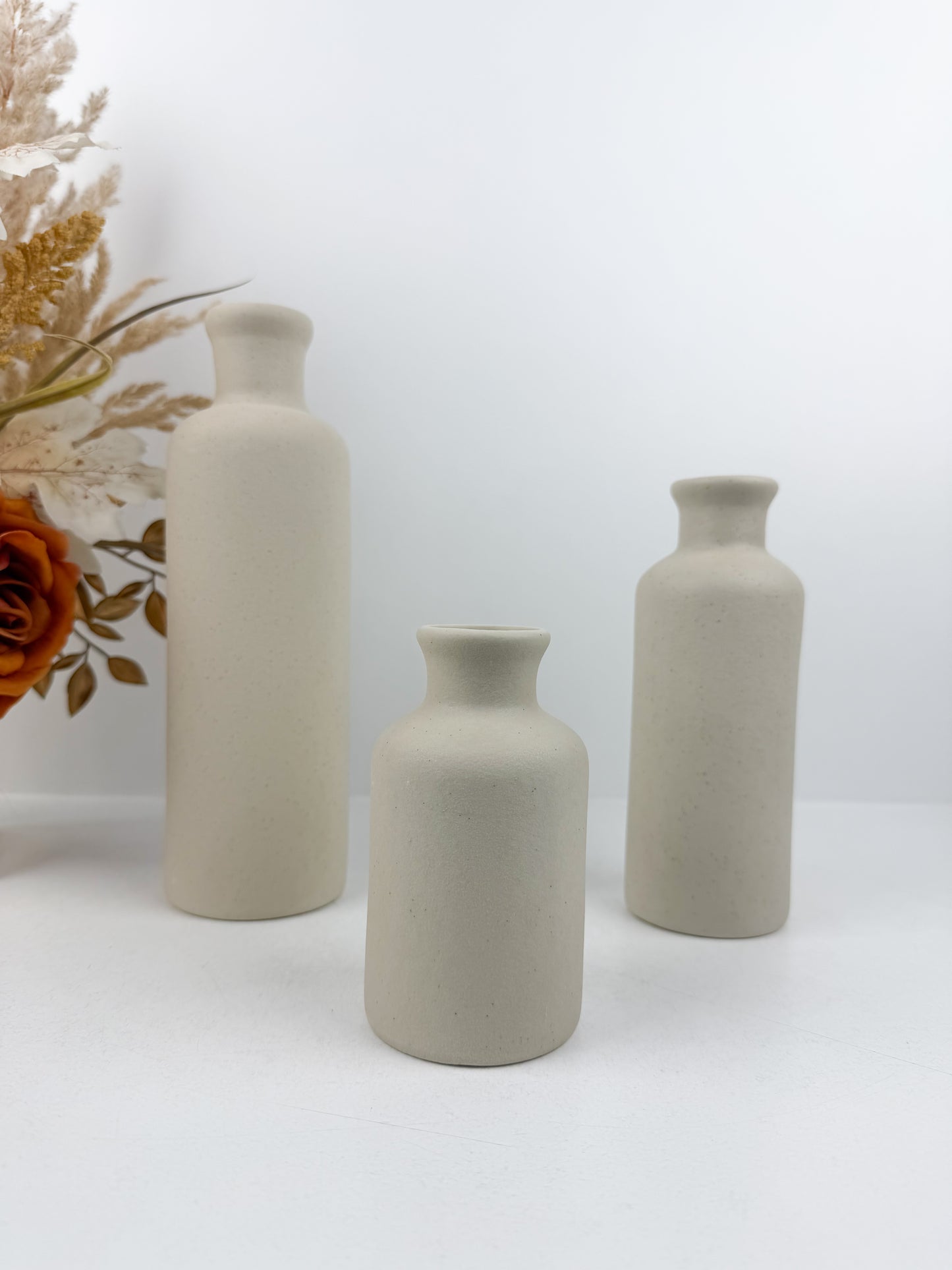 Trio de vases en céramique blanc minimaliste