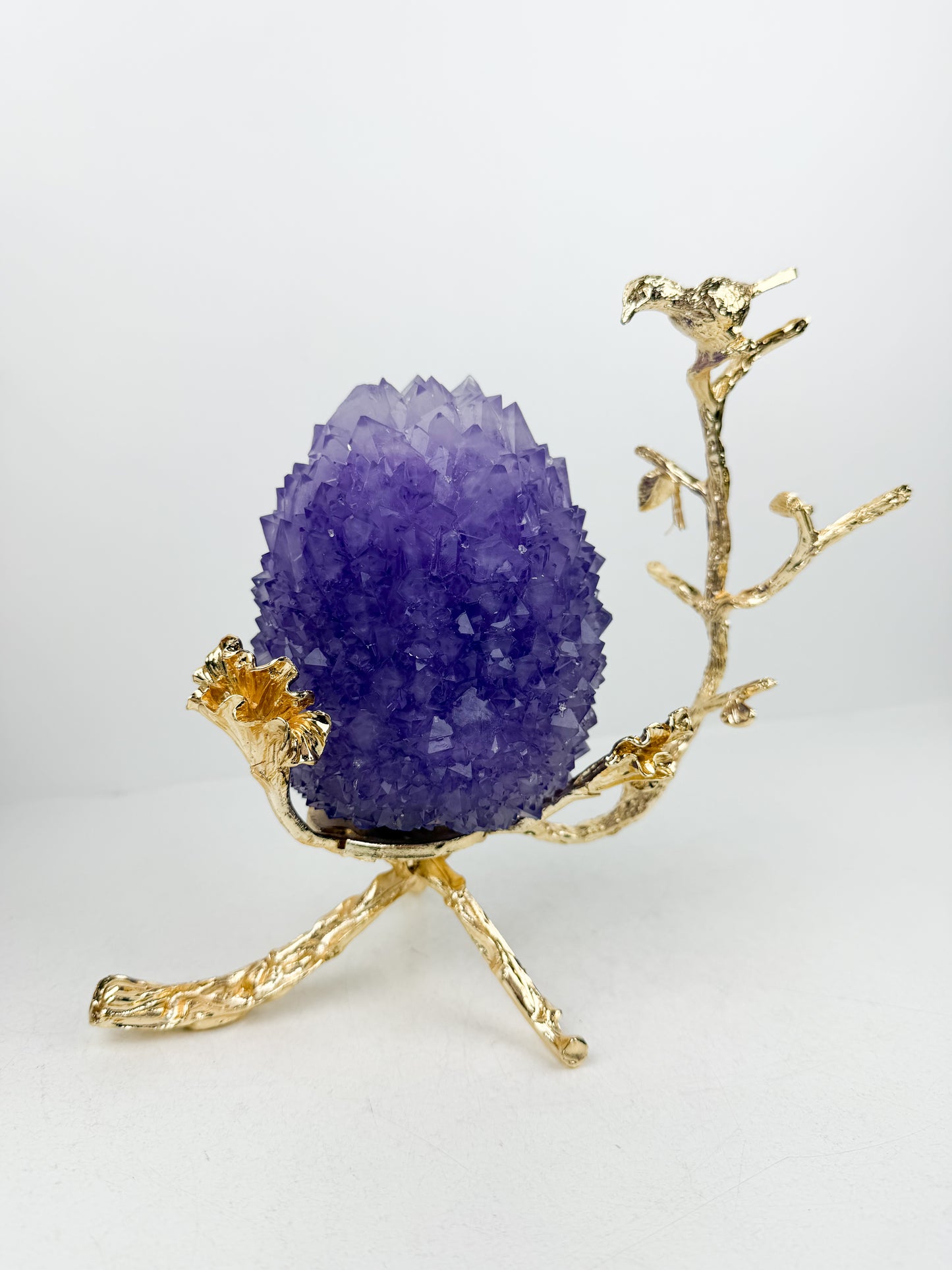 Oeuvre d'Oiseau localité en Alliage Plaqué Or, Ornements de Boule de Fleur, Décoration de Bureau