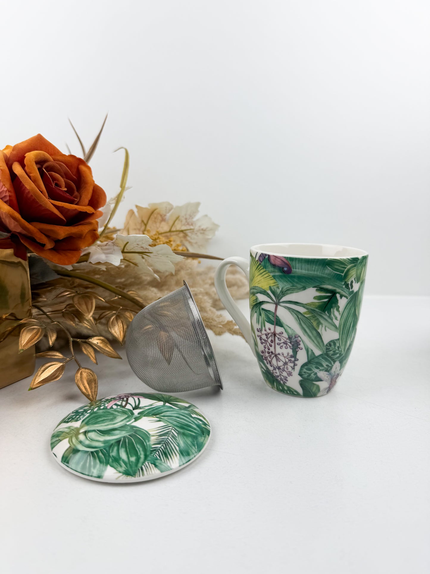 Mug café en céramique élégant orné d'un motif jungle sophistiqué