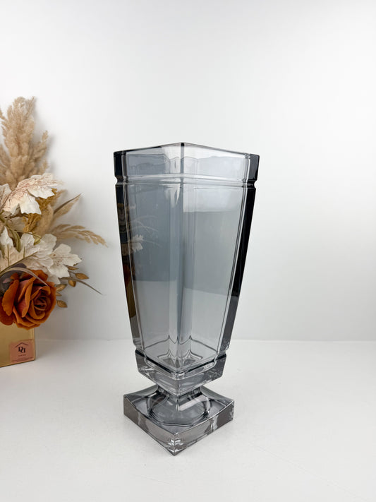 Grand vase en cristal épais gris