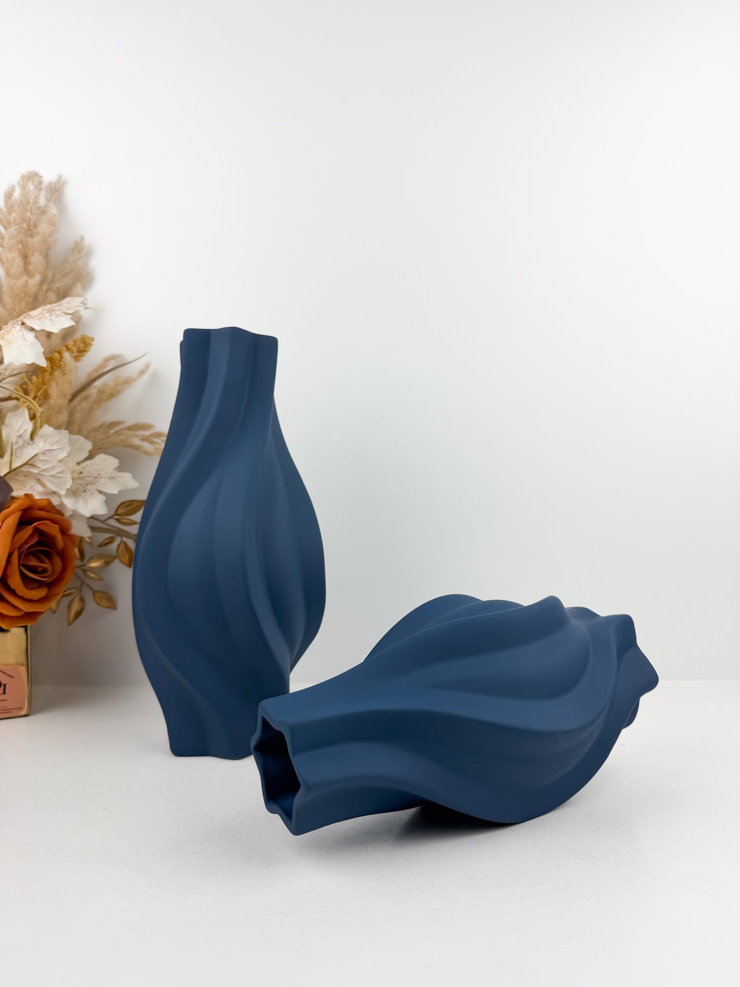 Duo Vase en céramique bleu pétrole au design nordique