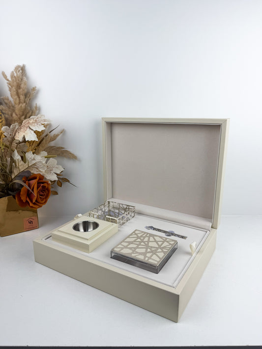 Coffret Royal Ensemble d'Encensoir en velours beige