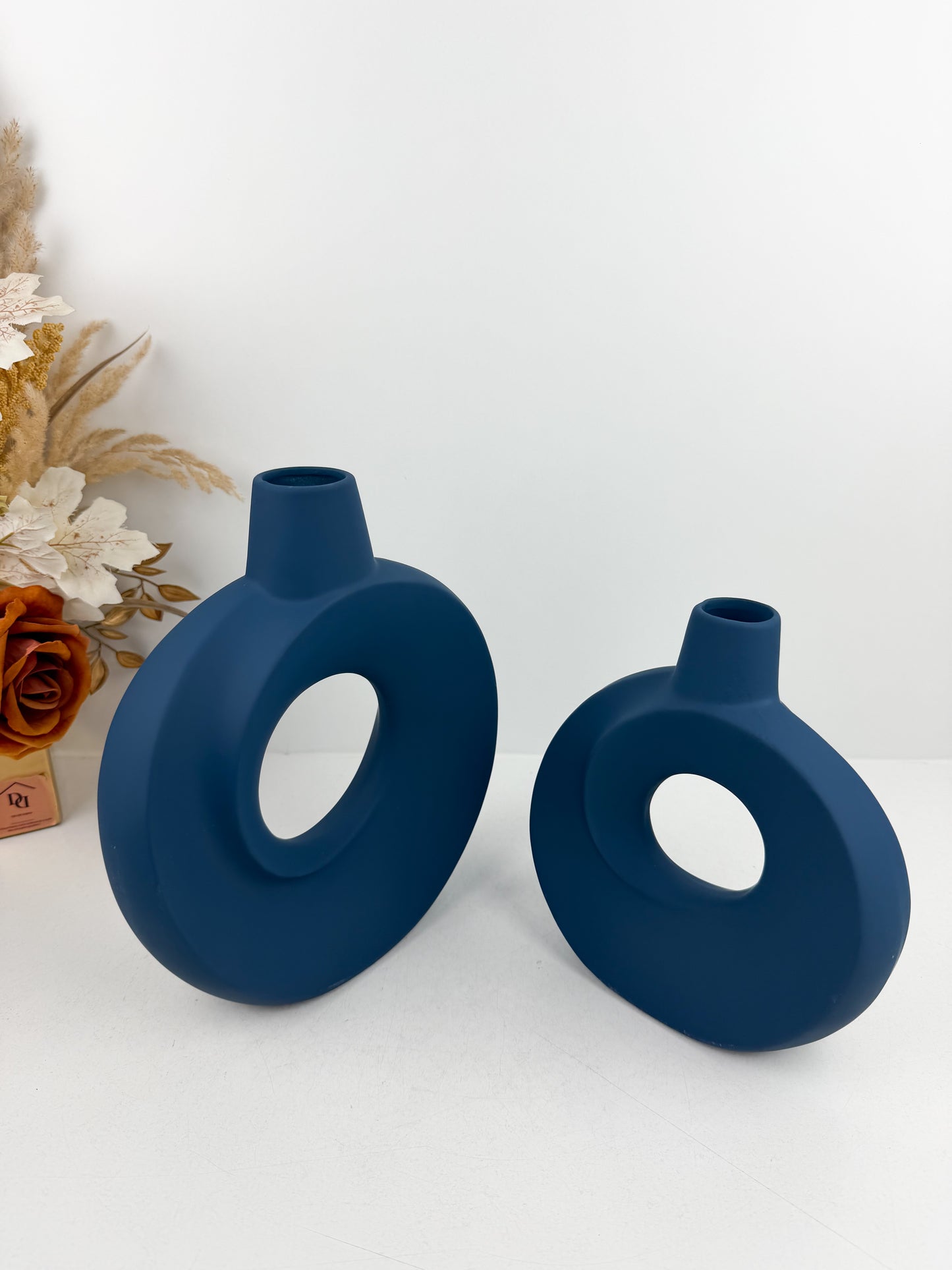 Duo vase bleu pétrole en céramique