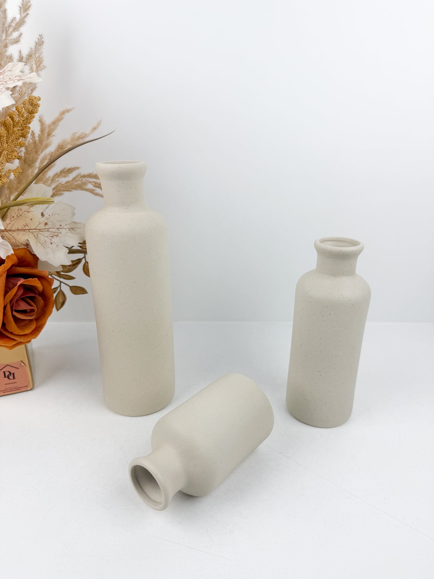 Trio de vases en céramique blanc minimaliste