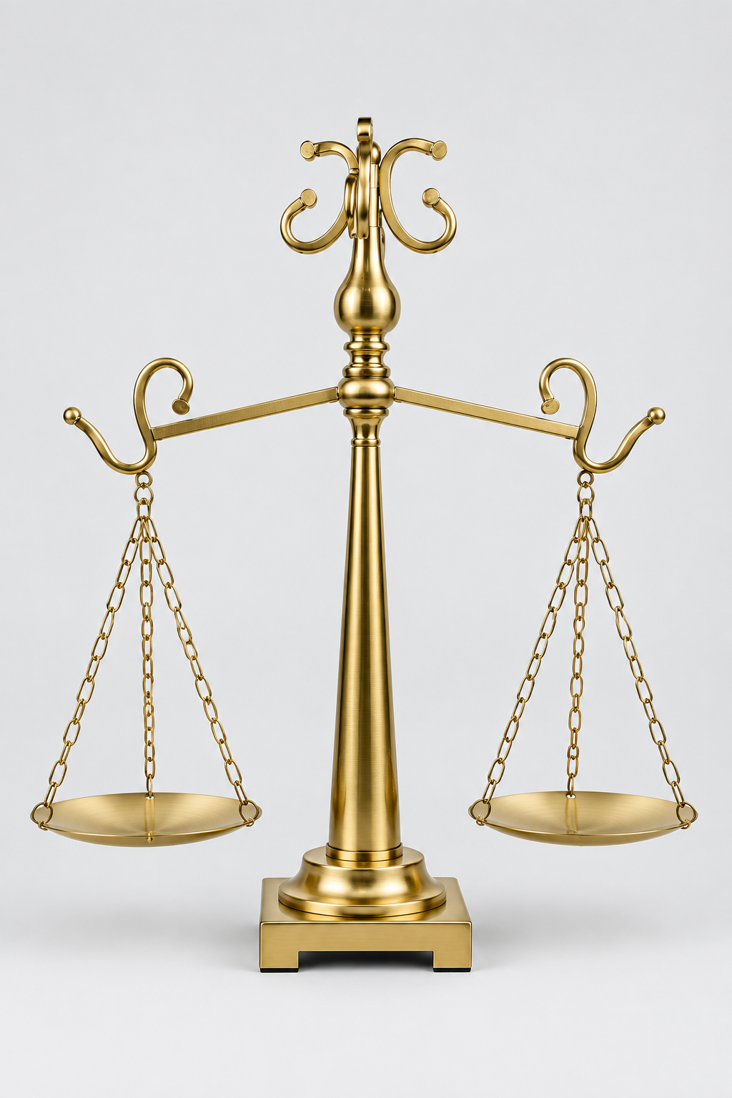 Balance de justice décorative en métal doré.