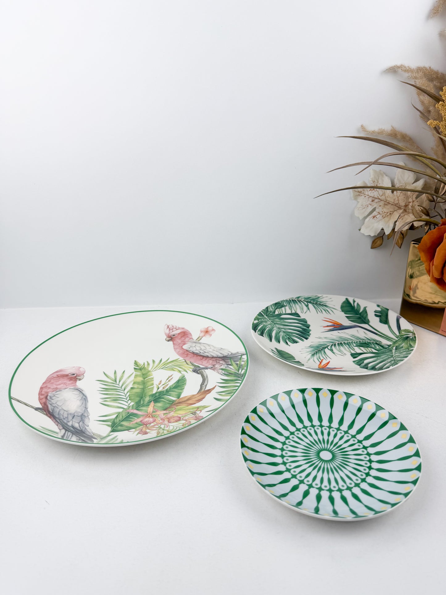 Service de table 24 pièces en porcelaine fine, alliant luxe et élégance de motif jungle